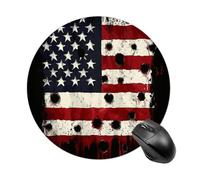 Round Mouse Pad Compatible With American Usa Flag War Bullet Hole, Non Slip Mouse Pads For Laptop Computer, 7.8 Inches