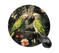 Round Mouse Pad Couple Parrots Olive Mouse Mat Non-Slip Rubber Base Washable Mousepad Desktop Protection Mat for Home Office Decor Desk Accessories, 7.8inch