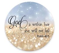 Round Mouse Pad, Customized Premium-Textured Mouse Mat,Washable Mousepads,Non-Slip Rubber Base Small Mousepad,7.8 X 7.8X0.12 Inches,Psalm 46:5 God Is Within Her,She Will Not Fall-Bible Verse