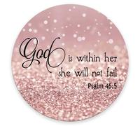Round Mouse Pad, Customized Premium-Textured Mouse Mat,Washable Mousepads With Cloth, Non-Slip Rubber Base Small Mousepad, Psalm 46:5 God Is Within Her,She Will Not Fall - Bible Verse Rose