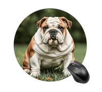 Round Mouse Pad Cute English Bulldog Mouse Mat Non-Slip Rubber Base Washable Mousepad Desktop Protection Mat for Home Office Decor Desk Accessories, 7.8inch