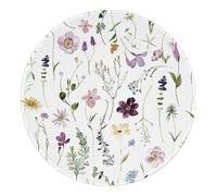 Round Mouse Pad Cute Floral Plant Mousepad for Laptop Wireless Mouse Small Office Computer Mouse Pads for Desk Non-Slip Rubber Base Mouse Mat, 7.9×7.9 in, Flower White