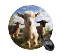 Round Mouse Pad Cute Goat Mouse Mat Non-Slip Rubber Base Washable Mousepad Desktop Protection Mat for Home Office Decor Desk Accessories, 7.8inch