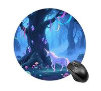 Round Mouse Pad Fantasy Forest Mouse Mat Non-Slip Rubber Base Washable Mousepad Desktop Protection Mat for Home Office Decor Desk Accessories, 7.8inch