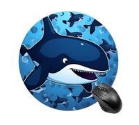 Round Mouse Pad for Computer & Laptop Blue Killer Whale Mouse Pad with Non Slip Rubber Base Non-slip Mousepad Wear-Resistant Washable Desk Mat 20 * 20cm