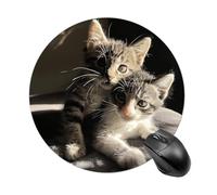 Round Mouse Pad for Computer & Laptop There Are Two Cats Mouse Pad with Non Slip Rubber Base Non-slip Mousepad Wear-Resistant Washable Desk Mat 20 * 20cm
