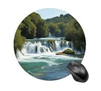 Round Mouse Pad for Computer & Laptop Waterfalls on Krka River Mouse Pad with Non Slip Rubber Base Non-slip Mousepad Wear-Resistant Washable Desk Mat 20 * 20cm