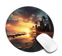 Round Mouse Pad for Office Computer Mousepad Sunset Time Gaming Mouse Mat with Non-Slip Rubber Base Small Mouse Mat with Stitched Edge Desk Pad for Wireless Mouse