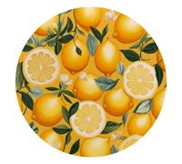 Round Mouse Pad for Women Men, 10’’ Round Desk Pad Mousepad Non-Slip Rubber Base, Office Home Laptop Accessories, Fruit Lemons Pattern