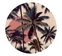 Round Mouse Pad for Women Men, 10’’ Round Desk Pad Mousepad Non-Slip Rubber Base, Office Home Laptop Accessories, Hawaii Tropical Plants Coconut Trees Beach Palms