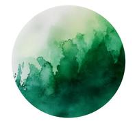 Round Mouse Pad for Women Men, 10’’ Round Desk Pad Mousepad Non-Slip Rubber Base, Office Home Laptop Accessories, Green Ink and Watercolor Textures on White Background