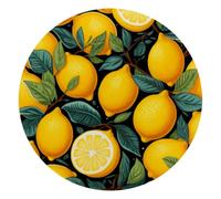 Round Mouse Pad for Women Men, 10’’ Round Desk Pad Mousepad Non-Slip Rubber Base, Office Home Laptop Accessories, Fruit Lemons