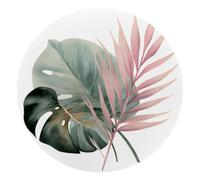 Round Mouse Pad for Women Men, 10’’ Round Desk Pad Mousepad Non-Slip Rubber Base, Office Home Laptop Accessories, Tropical Foliage and Pink Branches