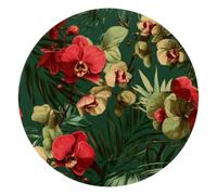 Round Mouse Pad for Women Men, 10’’ Round Desk Pad Mousepad Non-Slip Rubber Base, Office Home Laptop Accessories, Exotic Hawaiian Red Orchid Pattern