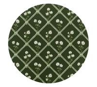 Round Mouse Pad for Women Men, 10’’ Round Desk Pad Mousepad Non-Slip Rubber Base, Office Home Laptop Accessories, Little Ethnic Flowers on Olive Green Background