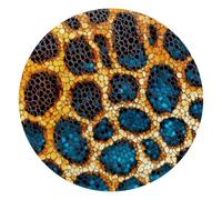 Round Mouse Pad for Women Men, 10’’ Round Desk Pad Mousepad Non-Slip Rubber Base, Office Home Laptop Accessories, Cool Leopard Animal Skin Pattern