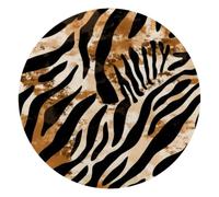 Round Mouse Pad for Women Men, 10’’ Round Desk Pad Mousepad Non-Slip Rubber Base, Office Home Laptop Accessories, Abstract Zebra Tiger Leopard Skin Brown and Black Colors