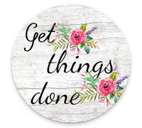 Round Mouse Pad, Get Things Done Mouse Pad,Custom Small Mouse Pads With Designs,Portable Office Non-Slip Rubber Base Wireless Mouse Pad For Laptop 7.8 X 7.8X0.12 Inches