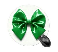 Round Mouse Pad Green Bow Mouse Mat Non-Slip Rubber Base Washable Mousepad Desktop Protection Mat for Home Office Decor Desk Accessories, 7.8inch