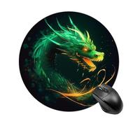 Round Mouse Pad Green Dragon, Professional Customized Non-Slip Rubber Gaming Mouse Pad, Waterproof Mousepad Good Gift for Office Work and Home Computer Accessories