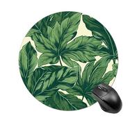 Round Mouse Pad Green Foliage Botanical Mouse Mat Non-Slip Rubber Base Washable Mousepad Desktop Protection Mat for Home Office Decor Desk Accessories, 7.8inch