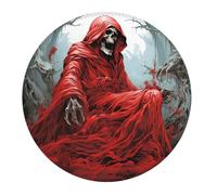 Round Mouse Pad Grim Angel Death Dark Blood Red Computer Mouse Pad Durable Small Comfortable Writing Mat, For Office, Laptop, Work, Home, 20cm