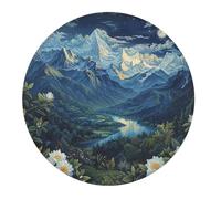 Round Mouse Pad Himalayas Mountains Moon Star Beautiful Desk Pad Portable Small Durable Table Mat, For Computer, Desk, Work, Home, 20cm