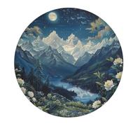 Round Mouse Pad Himalayas Mountains Moonlight Starry Beautiful Computer Mouse Pad Soft Decor Small Writing Mat, For Study, Travel, Office, Work, 20cm