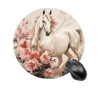 Round Mouse Pad Horse Image Mouse Mat Non-Slip Rubber Base Washable Mousepad Desktop Protection Mat for Home Office Decor Desk Accessories, 7.8inch