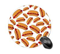 Round Mouse Pad Hotdog Fun Food Hot Dog Premium Mouse Mat Washable Mousepads Non-Slip Rubber Base Small Mousepad
