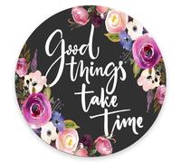 Round Mouse Pad,Inspiration Quote Mouse pad,Custom Small Mouse Pads with Designs,Portable Office Non-Slip Rubber Base Wireless Mouse Pad for Laptop, Good Things Take Time