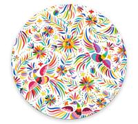 Round Mouse Pad Mexican Flower Computer Mouse Pad Decor Portable Washable Writing Mat, For Study, Office, Computer, Travel, 20cm