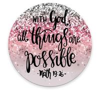 Round Mouse Pad, Motivational And Inspirational Quote Customized Premium-Textured Mouse Mat,Washable Mousepads With Cloth, Non-Slip Rubber Base Small Mousepad - With God All Things Are Possible