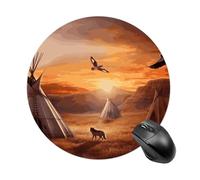 Round Mouse Pad Native American Tribes, Professional Customized Non-Slip Rubber Gaming Mouse Pad, Waterproof Mousepad Good Gift for Office Work and Home Computer Accessories