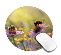 Round Mouse Pad Non-Slip Rubber Base Mousepad, Bumble Bees, Washable Small Mouse Mat for Computer, Laptop, Home, Office - 7.9 x 7.9 in