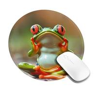 Round Mouse Pad Non-Slip Rubber Base Mousepad, Cute Funny Frog Doing Yoga, Washable Small Mouse Mat for Computer, Laptop, Home, Office - 7.9 x 7.9 in
