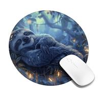 Round Mouse Pad Non-Slip Rubber Base Mousepad, Follow Your Dreams Sloth, Washable Small Mouse Mat for Computer, Laptop, Home, Office - 7.9 x 7.9 in