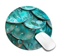 Round Mouse Pad Non-Slip Rubber Base Mousepad, Mermaid Teal Fish Scale, Washable Small Mouse Mat for Computer, Laptop, Home, Office - 7.9 x 7.9 in