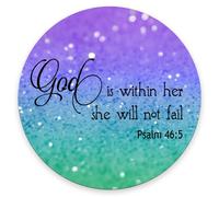 Round Mouse Pad, Premium-Textured Mouse Mat,Washable Mousepads with Cloth, Non-Slip Rubber Base Small Mousepad, Psalm 46:5 God is Within Her,She Will not Fall - Bible Verse Purple Green