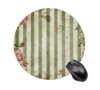 Round Mouse Pad Roses and Green Plants Mouse Mat Non-Slip Rubber Base Washable Mousepad Desktop Protection Mat for Home Office Decor Desk Accessories, 7.8inch
