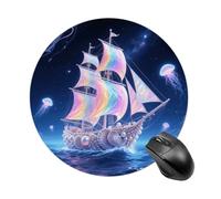 Round Mouse Pad Shell Sailing in Star Ocean Mouse Mat Non-Slip Rubber Base Washable Mousepad Desktop Protection Mat for Home Office Decor Desk Accessories, 7.8inch