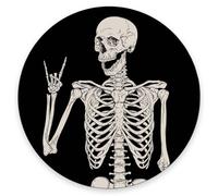 Round Mouse Pad, Skull Human Skeleton Premium-Textured Mouse Mat, Washable Mousepads with Non-Slip Rubber Base Small Mousepad
