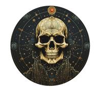 Round Mouse Pad Skull Mysterious Sacred Geometry Death Vintage Computer Mouse Pad With Non-Slip Rubber Base Portable Stitched Edges Table Mat, For Desk, Computer, Study, Home, 20cm
