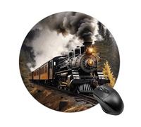 Round Mouse Pad Steam Train, Professional Customized Non-Slip Rubber Gaming Mouse Pad, Waterproof Mousepad Good Gift for Office Work and Home Computer Accessories