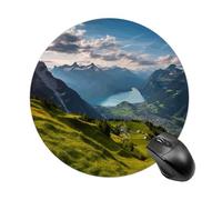 Round Mouse Pad Switzerland Alps Mouse Mat Non-Slip Rubber Base Washable Mousepad Desktop Protection Mat for Home Office Decor Desk Accessories, 7.8inch