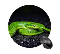 Round Mouse Pad The Green Snake Mouse Mat Non-Slip Rubber Base Washable Mousepad Desktop Protection Mat for Home Office Decor Desk Accessories, 7.8inch