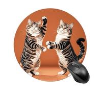 Round Mouse Pad Two Cats Dancing, Professional Customized Non-Slip Rubber Gaming Mouse Pad, Waterproof Mousepad Good Gift for Office Work and Home Computer Accessories