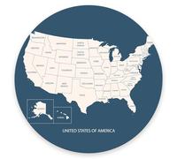 Round Mouse Pad Usa Map With Name Of Countries Round Mousepad Small Washable Decor Table Mat, For Desk, Study, Computer, Travel, 20cm