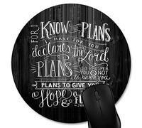 Round Mouse Pad Vintage Bible Verse Scripture Quote Jeremiah 29-11 Quotes on Rustic Old Wood, Black White Deadwood Texture Art Circular Mouse Pads