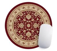 Round Mouse Pad Vintage Oriental Persian Floral Rug Mat Design Art(Red)